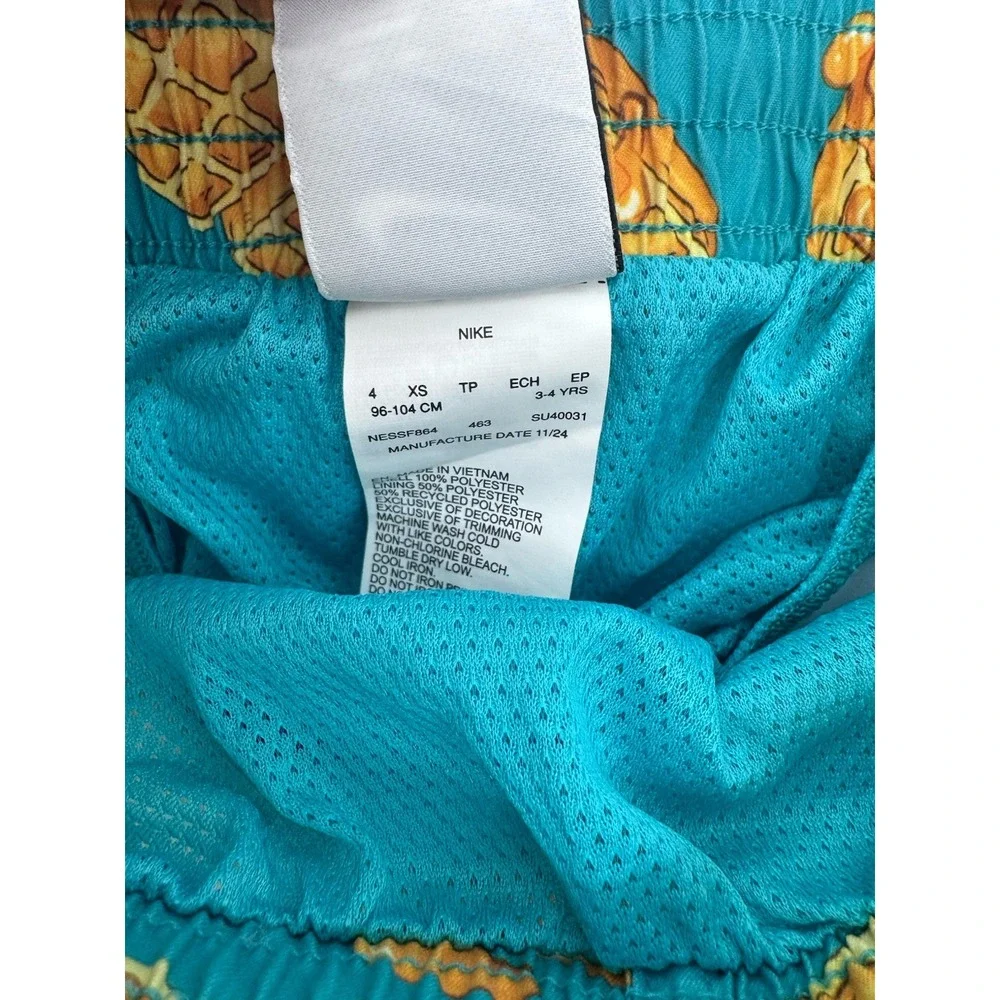 Nike Boys Teal Waffle Syrup Print Swim Trunks Board Shorts NESSF864-463 Size 4